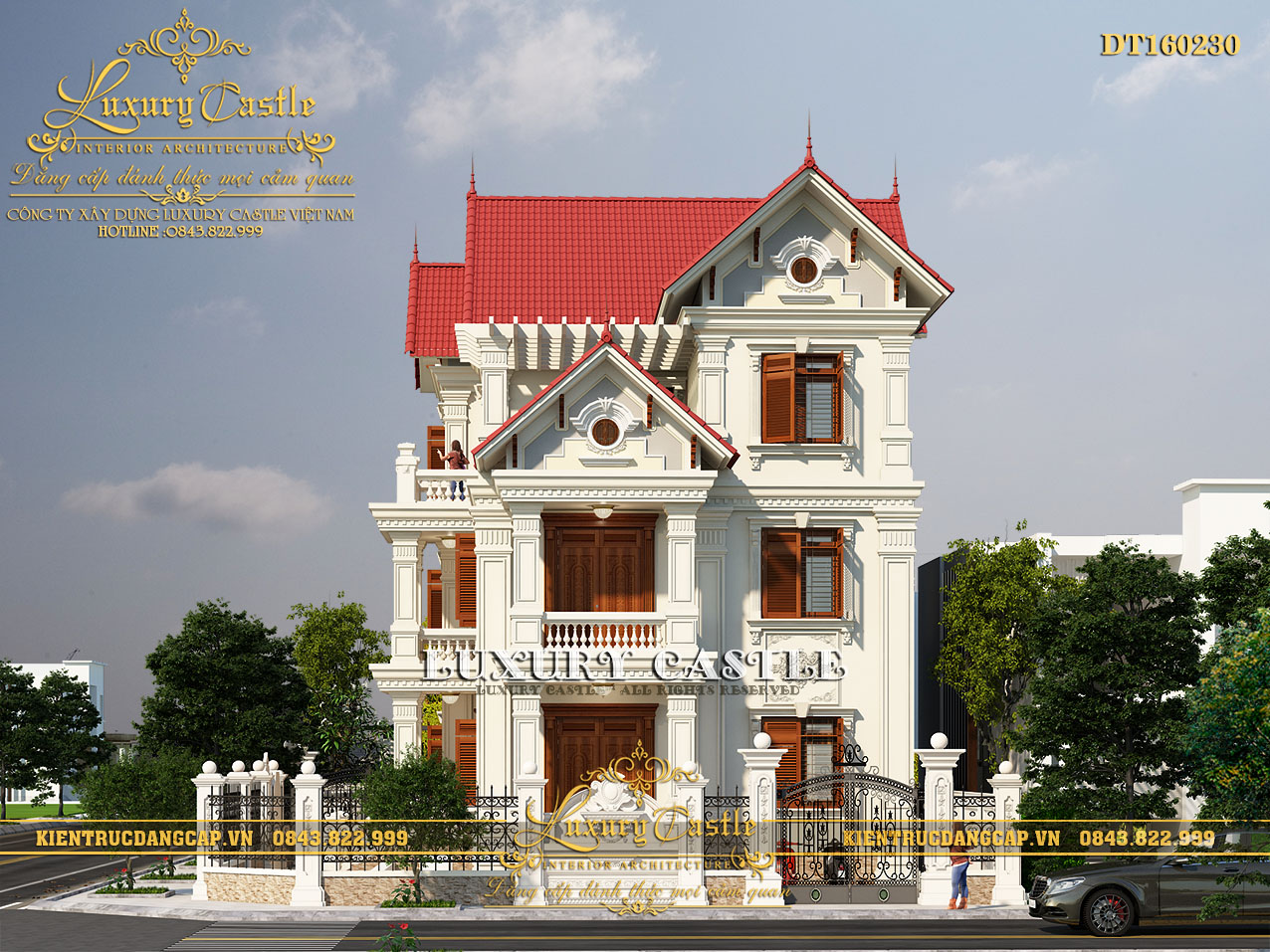 Thiết kế biệt thự mái Thái 3 tầng tân cổ điển - Kiến Trúc C&B
