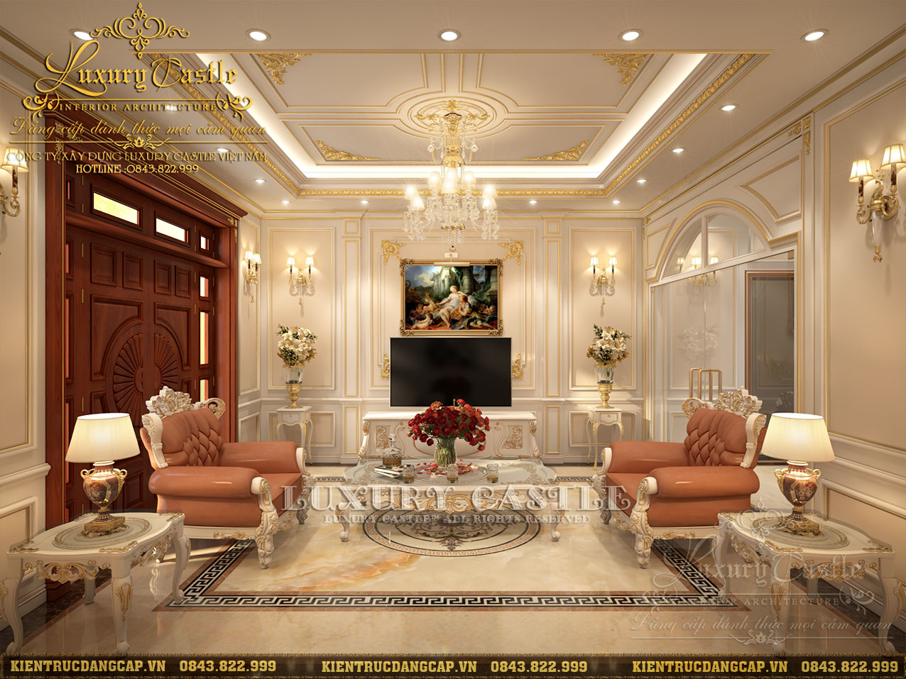 Những mẫu phòng khách tân cổ điển đẹp nhất của nội thất Long Thành